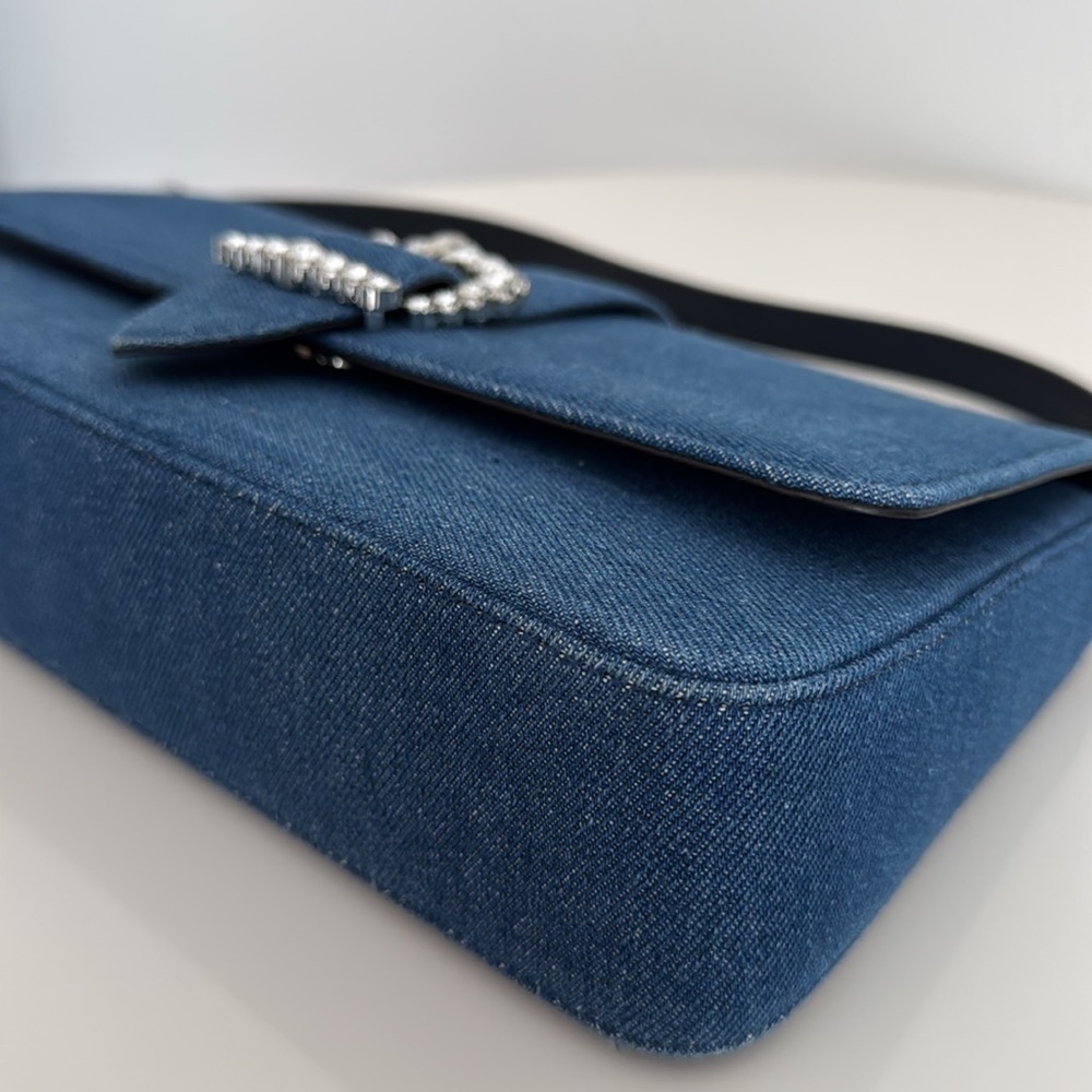 Jimmy Choo Denim Shoulder Bag with Adjustable Strap & Matching Compact Wallet - Picture 9 of 17